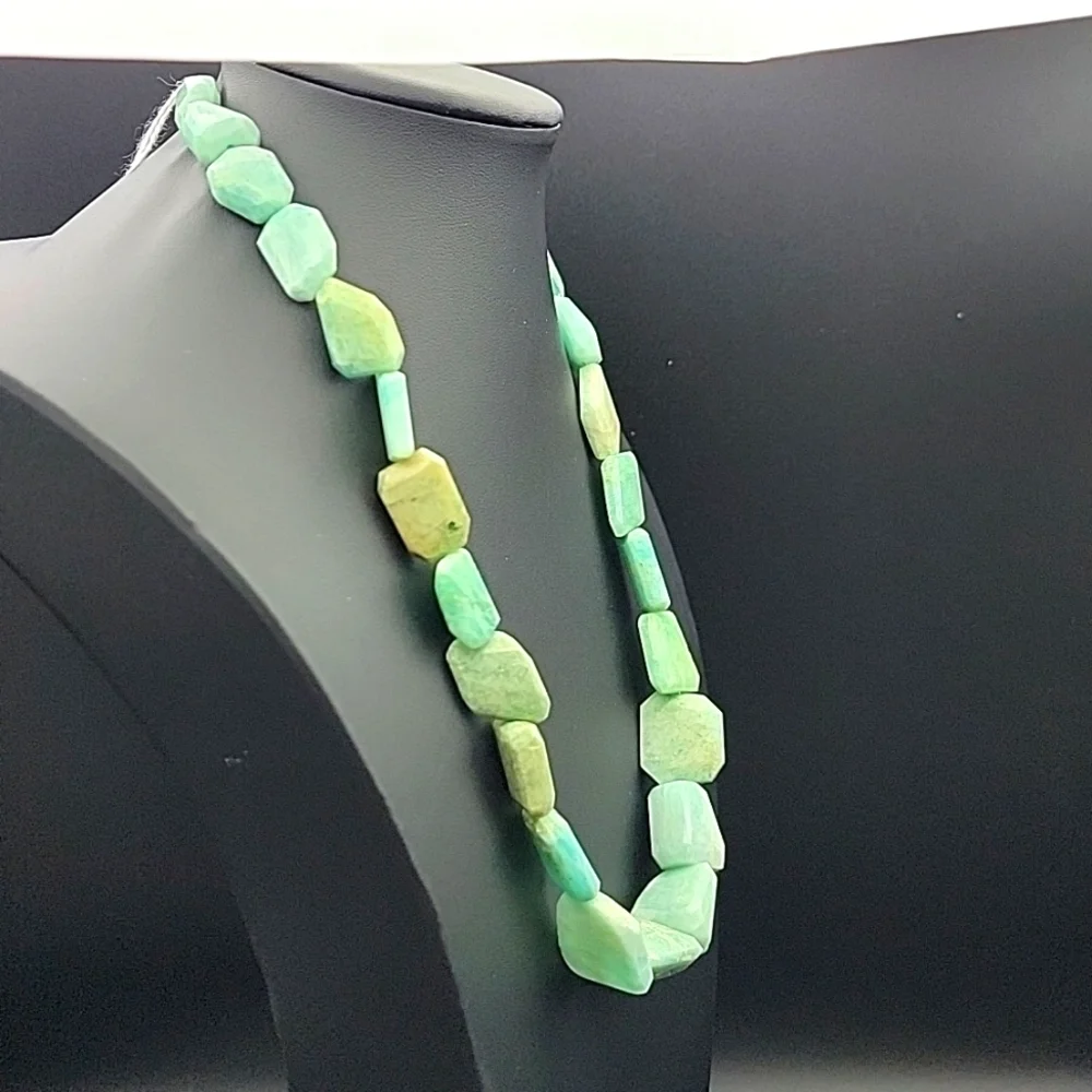 Chunky Amazonite Facet Cut 830 Cts Beaded Free Form Natural Gemstone Necklace